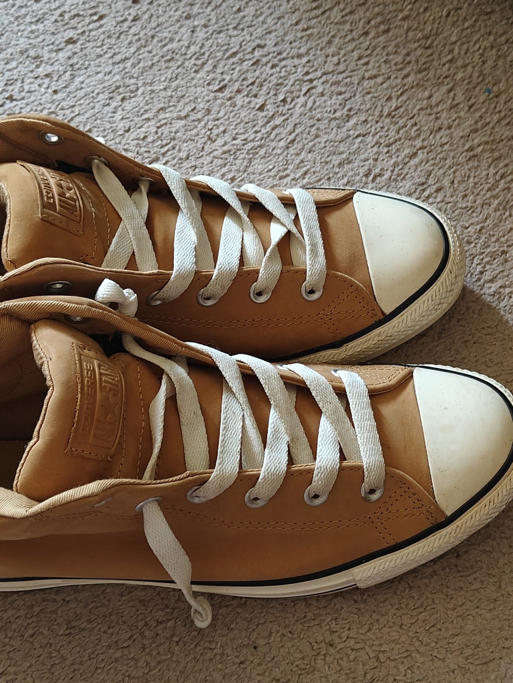 Converse Men’s Tan High-Top Sneakers with Cream Laces - Picture 5 of 7